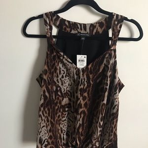 INC sleeveless leopard print blouse. Size Large